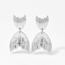 Fashion Silver Stainless Steel Pleated Fishtail Earrings