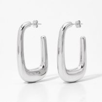 Fashion Silver Stainless Steel Square Open Earrings