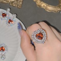 Fashion Ring 0423 Red Diamond Copper Diamond Love Pearl Ring