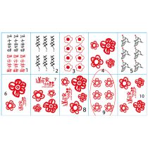 Fashion 10 No. 9 Pictures Small Red Flower Printed Tattoo Sticker