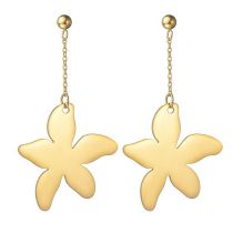 Fashion Gold Titanium Steel Flower Earrings
