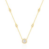 Fashion Gold Metal Diamond Round Necklace