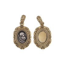 Fashion Gold Gold Plated Copper Figure Relief Oval Pendant