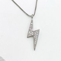 Fashion Silver Gold-plated Copper Lightning Bolt Necklace With Diamonds