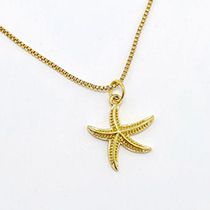 Fashion Gold Gold Plated Copper Starfish Necklace With Diamonds