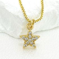Fashion Gold Gold Plated Copper Star Necklace With Diamonds