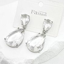 Fashion Silver Copper Diamond Drop Earrings
