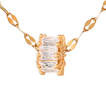 Fashion Gold+white Titanium Steel Inlaid With Zirconium Irregular Necklace