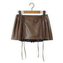 Fashion Coffee Color Pu Tie Skirt