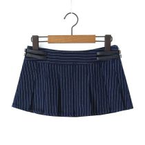 Fashion Blue Cotton Striped Skirt