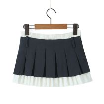 Fashion Dark Gray Polyester Patchwork Pleated Skirt