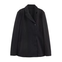 Fashion Black Double-breasted Pinstripe Lapel Suit