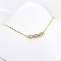 Fashion White 2 Gold Plated Copper Oval Necklace With Diamonds
