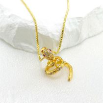Fashion Gold Copper Inlaid Zirconium Snake Necklace