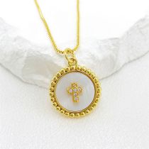 Fashion 4# Gold Plated Copper Cross Necklace With Diamonds