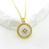 Fashion 7# Gold Plated Copper Star Round Necklace With Diamonds