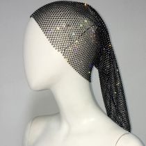 Fashion Style Three Black Fishnet Rhinestone Braided Hair Hat