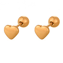 Fashion Golden 4 Titanium Steel Love Beads Earrings
