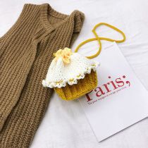 Fashion Yellow Finished Product Wool Crochet Cupcake Crossbody Bag