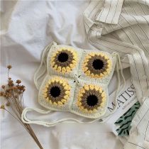 Fashion Large Material Package + Free Teaching Video Wool Crochet Sunflower Crossbody Bag Material Bag
