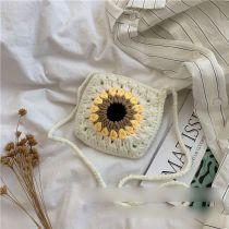 Fashion Small Material Package + Free Teaching Video Wool Crochet Sunflower Crossbody Bag Material Bag