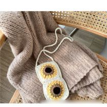 Fashion Medium Finished Product Bag Wool Crochet Sunflower Crossbody Bag