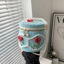 Fashion Love Material Package + Teaching Video Wool Crochet Large Capacity Crossbody Bag Material Bag