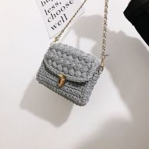 Fashion Gray [finished Product] Wool Braid Lock Crossbody Bag