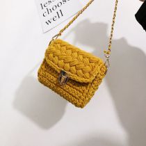 Fashion Yellow Material Package Wool Braided Lock Crossbody Bag Material Bag