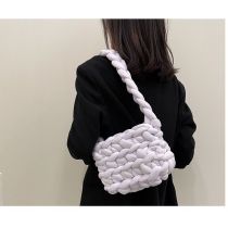 Fashion Small bag - pure white Wool Knitted Large Capacity Shoulder Bag Material Bag