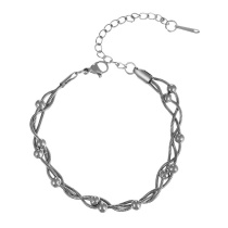 Fashion Silver Titanium Steel Multi-strand Chain Twist Bead Bracelet