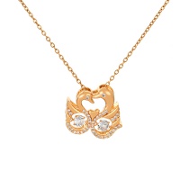 Fashion Gold Titanium Steel Zirconia Swan Pendant Necklace
