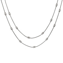Fashion Silver Titanium Steel Multi-layered Bead Chain Necklace