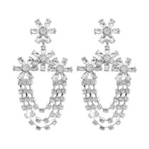 Fashion White King Alloy Diamond Flower Earrings