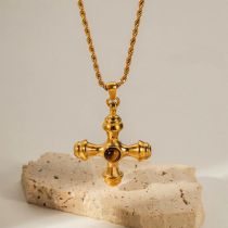 Fashion Brown Alloy Geometric Cross Necklace