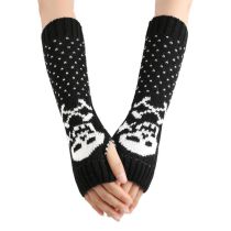 Fashion Black Acrylic Printed Knitted Finger Sleeves
