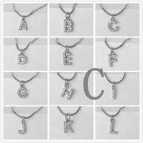 Fashion Silver C Gold Plated Copper And Diamond 26 Letter Necklace