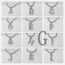 Fashion Silver G Gold Plated Copper And Diamond 26 Letter Necklace