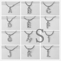 Fashion Silver S Gold Plated Copper And Diamond 26 Letter Necklace