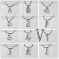 Fashion Silver V Gold Plated Copper And Diamond 26 Letter Necklace