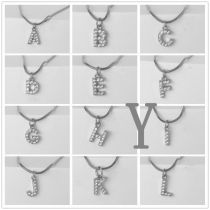 Fashion Silver Y Gold Plated Copper And Diamond 26 Letter Necklace