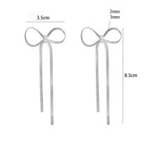 Fashion 2mm Bow Blade Chain Earrings-steel color Stainless Steel Bow Earrings