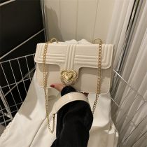 Fashion White Pu Love Flap Crossbody Bag