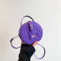 Fashion Purple Pu Pleated Round Crossbody Bag