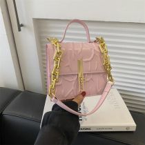 Fashion Pink Pu Embossed Flap Crossbody Bag