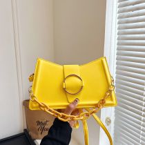 Fashion Yellow Pu Large Capacity Crossbody Bag