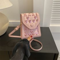 Fashion Pink Pu Love Flap Crossbody Bag