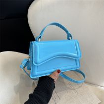 Fashion Blue Pu Glossy Flap Crossbody Bag