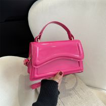 Fashion Rose Pink Pu Glossy Flap Crossbody Bag