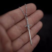 Fashion Silver Alloy Silver Sword Head Necklace